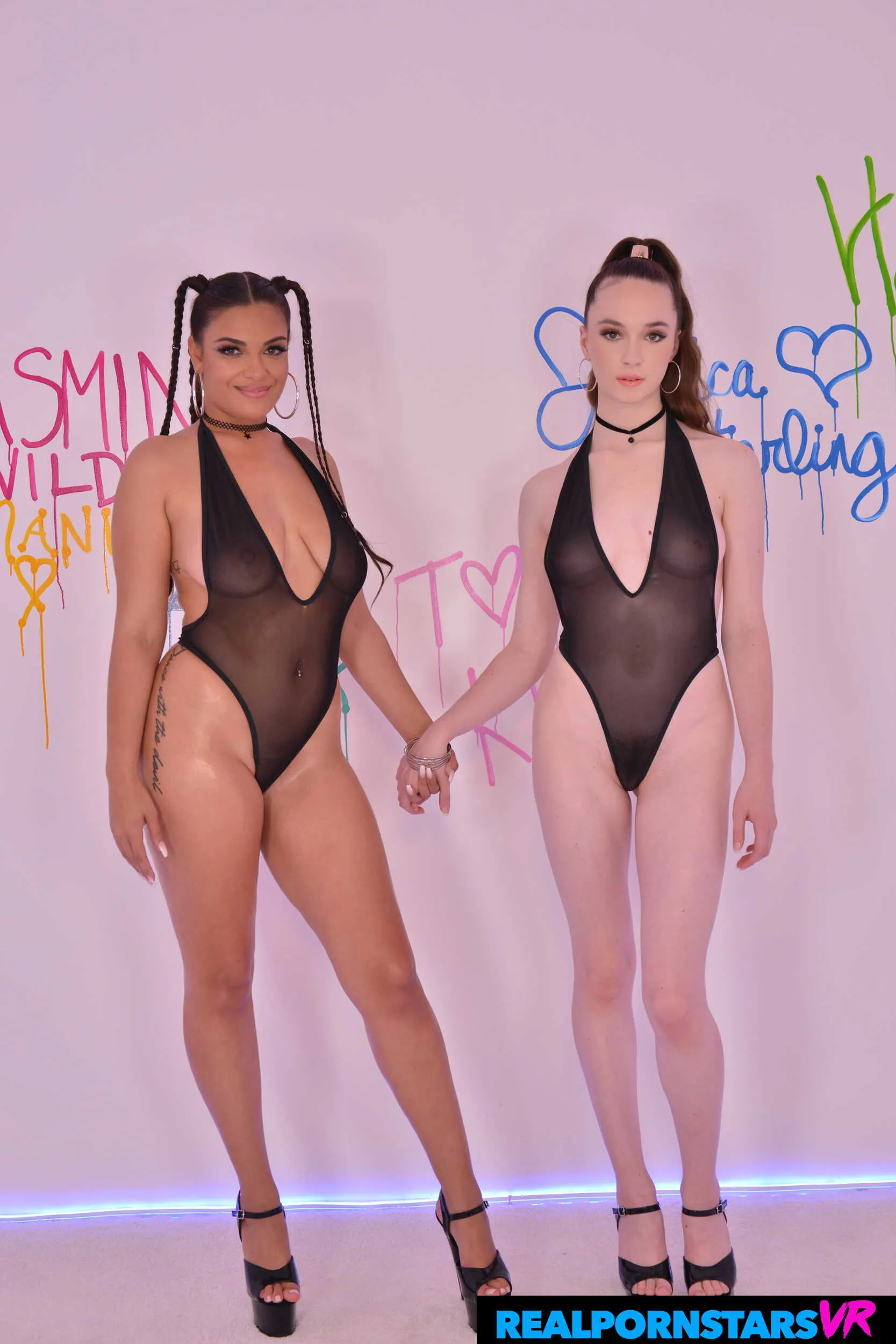 VR Naughty America 'Busty and slutty babes Armani X and Hazel Moore are here to make that cock of yours erupt' starring Armani X (Photo 1)