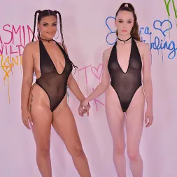 Armani X in 'VR Naughty America' Busty and slutty babes Armani X and Hazel Moore are here to make that cock of yours erupt (Thumbnail 1)