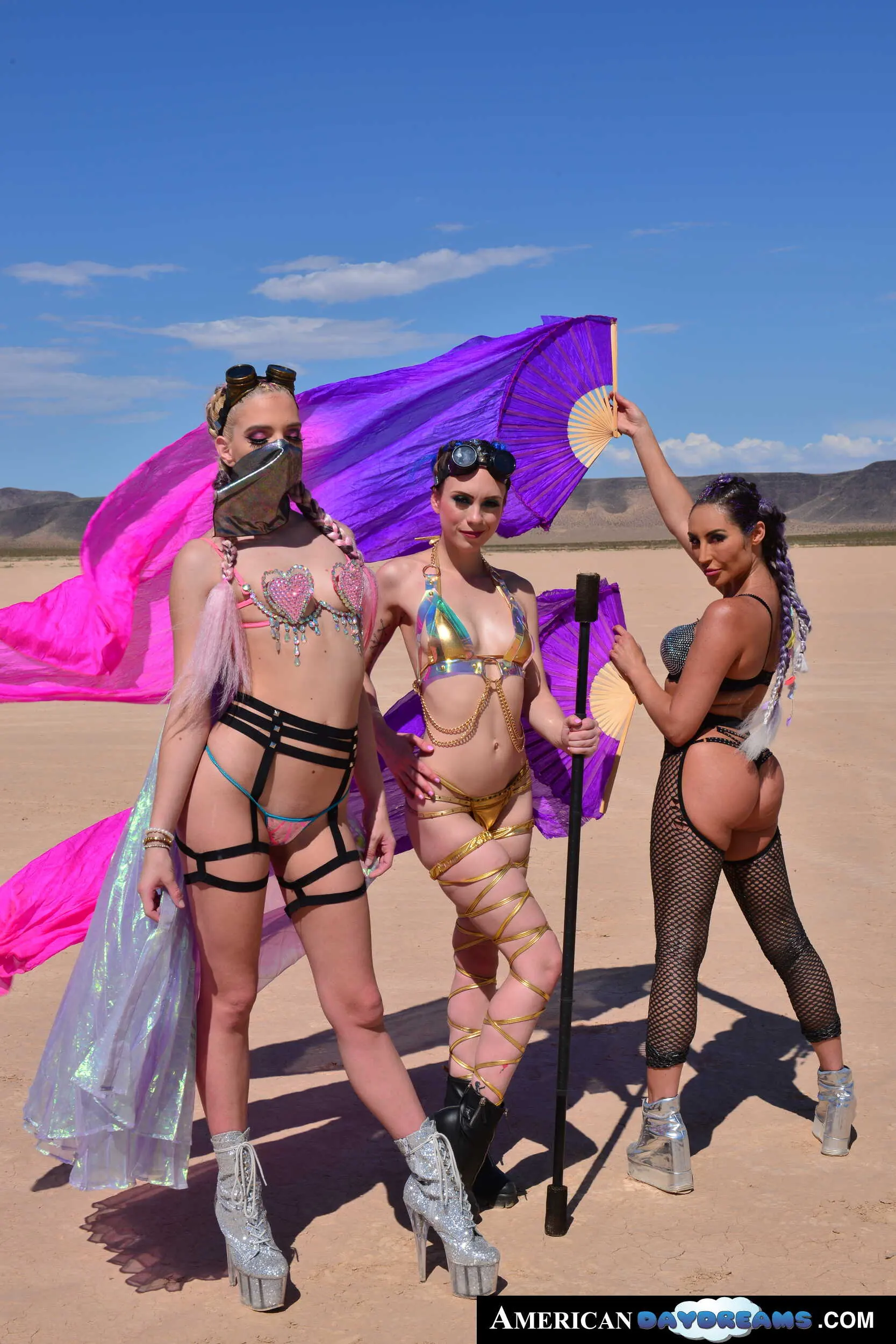 VR Naughty America 'Camping in the desert with your wild girlfriend and two of her hot, horny friends' starring Christiana Cinn (Photo 1)
